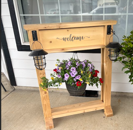 Cedar Lighted Porch Sign (Hanging Planter)
