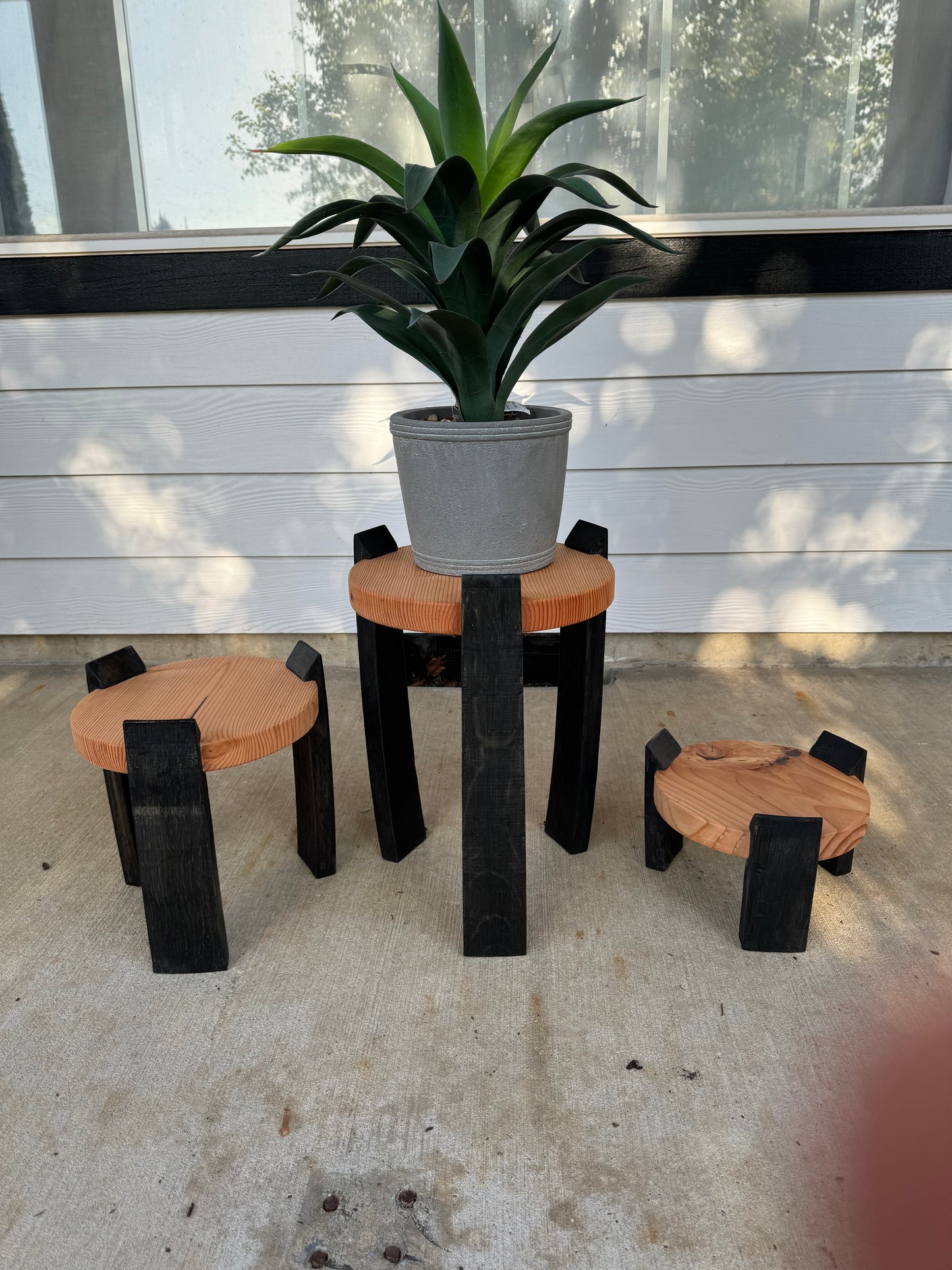 Oak & Pine Plant Stands; Set of 3